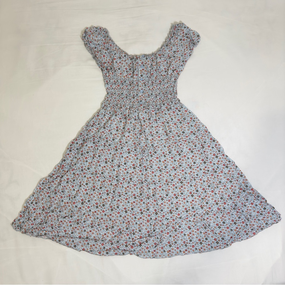 Blue Floral Off the Shoulder Mini Dress